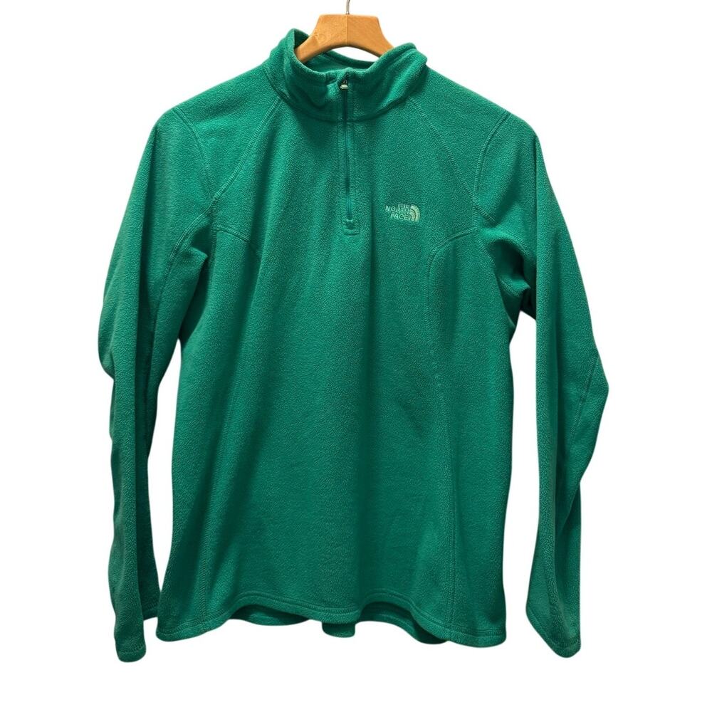 The North Face Fleece Sweater L Womens Green Sweatshirt 1/4 Zip Fleece Pullover
